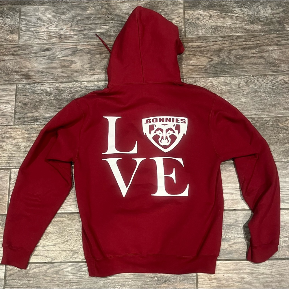 Port and Company Red Hoodie with White Print